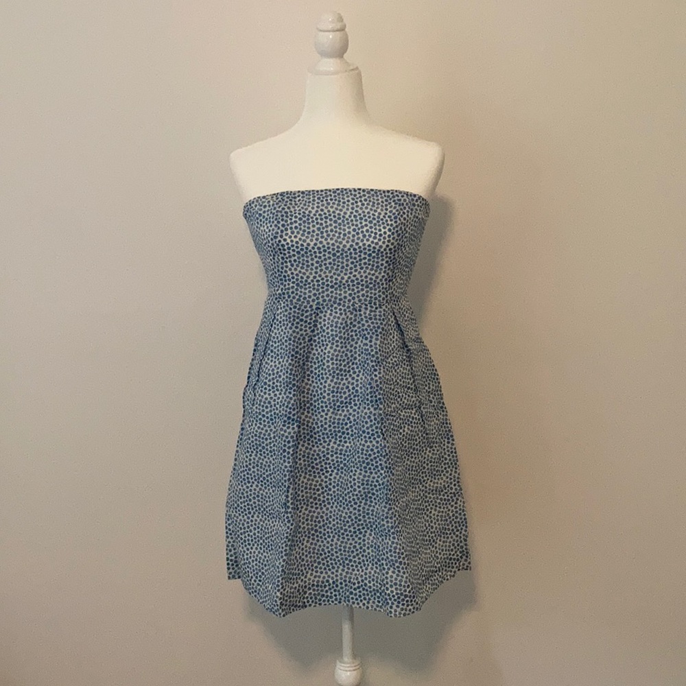 J. Crew Sky Blue Strapless Pleated Sundress - Picture 2 of 5